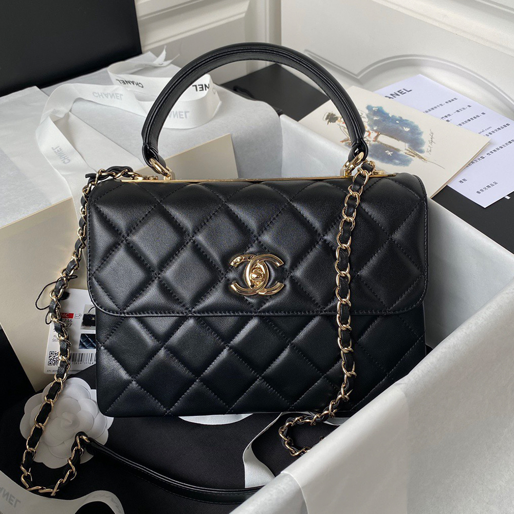 Ch**el Flap Bag With Top Handle