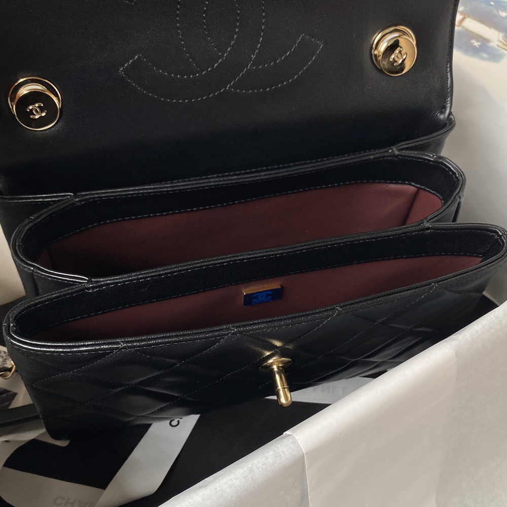 Ch**el Flap Bag With Top Handle