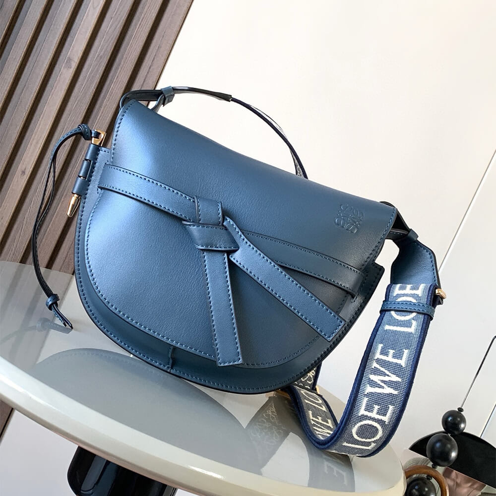 L0ew* Small Gate bag in soft calfskin and jacquard