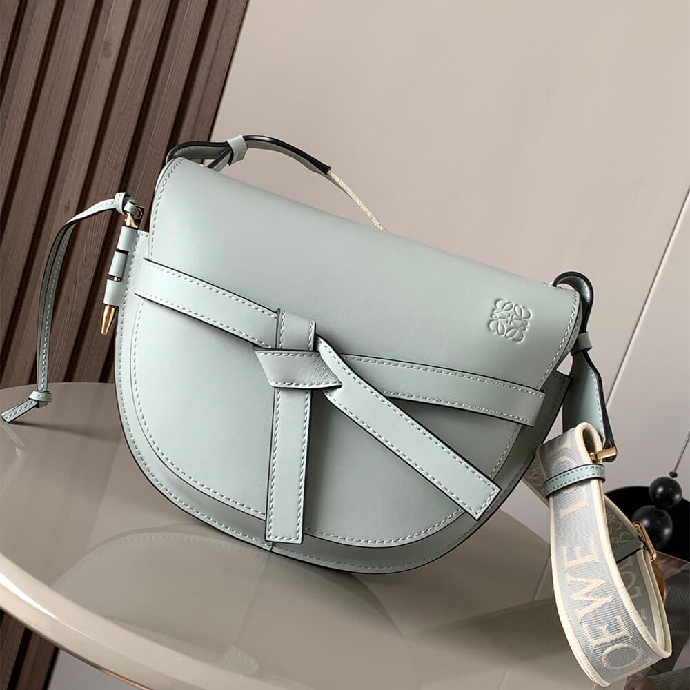 L0ew* Small Gate bag in soft calfskin and jacquard