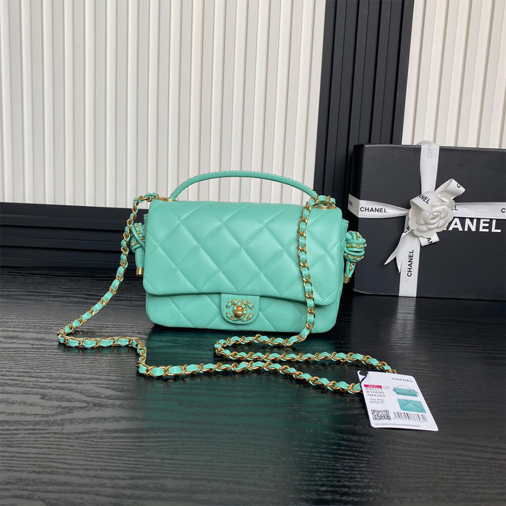 Ch**el Flap Bag with Top Handle(HIGH-END GRADE)