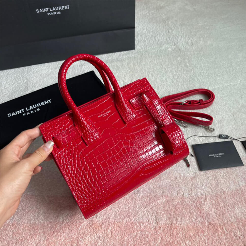 Y51 SAC DE JOUR NANO IN EMBOSSED CROCODILE SHINY LEATHER