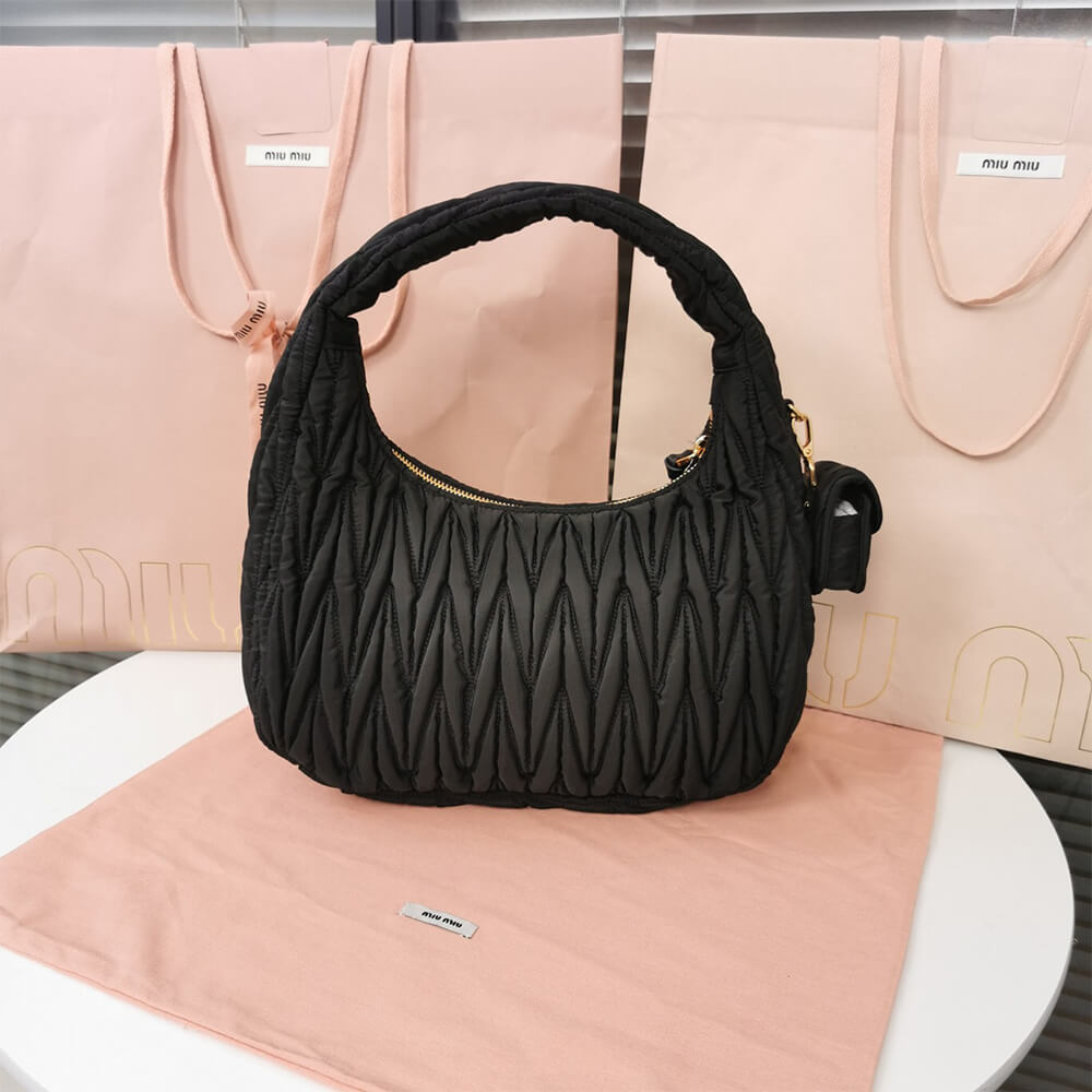 M1v wander matelasse regenerated nylon hobo bag