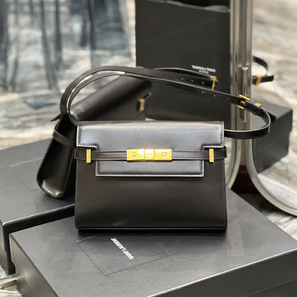 MANHATTAN SMALL SHOULDER BAG IN BOX Sa1nt Lau*nt LEATHER