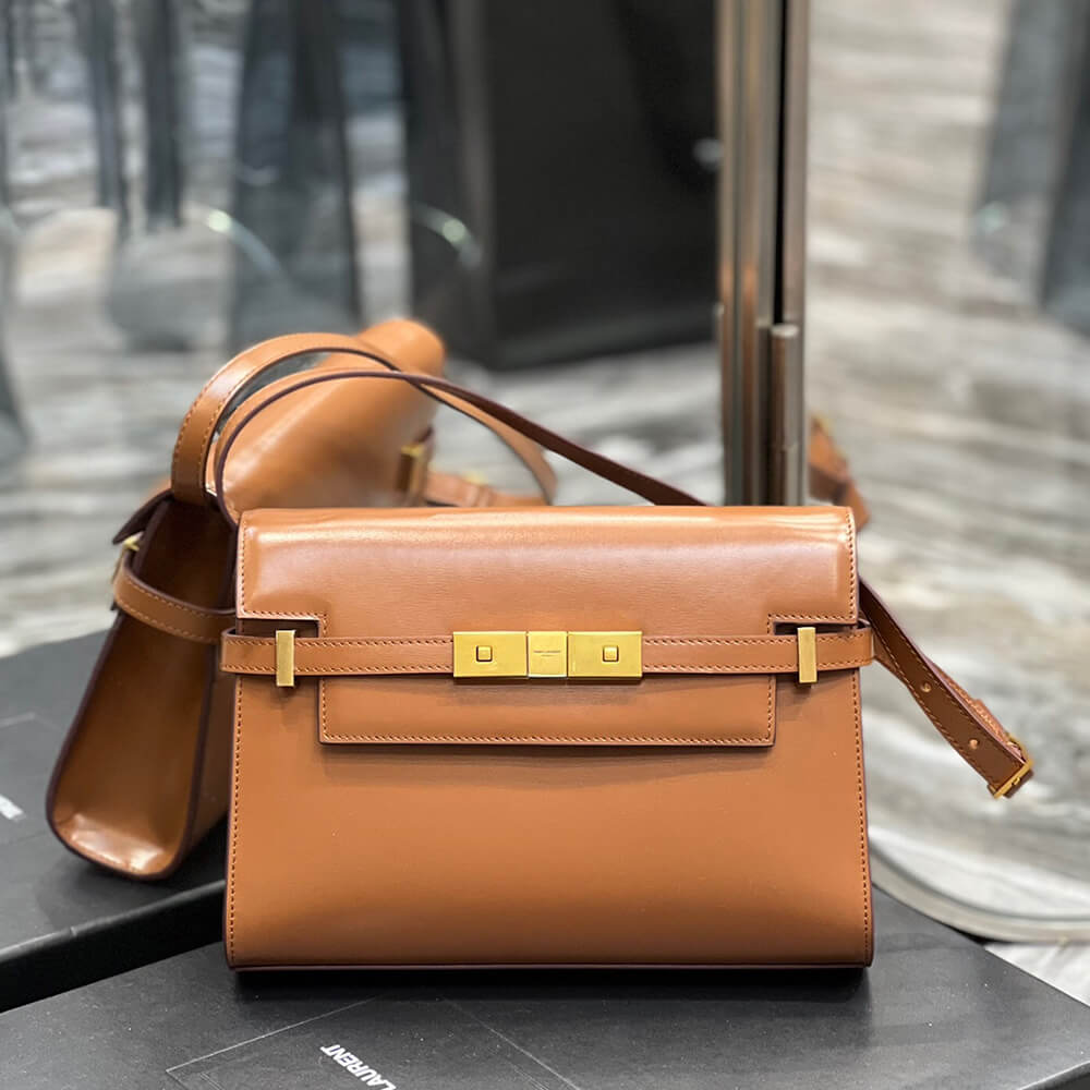 MANHATTAN SMALL SHOULDER BAG IN BOX Sa1nt Lau*nt LEATHER
