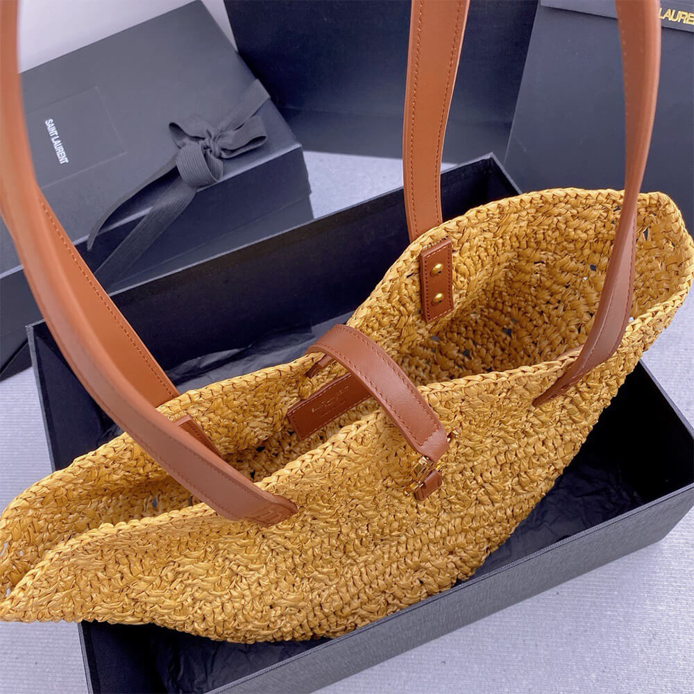 Y51 Medium Panier Raffia Bag In Brown