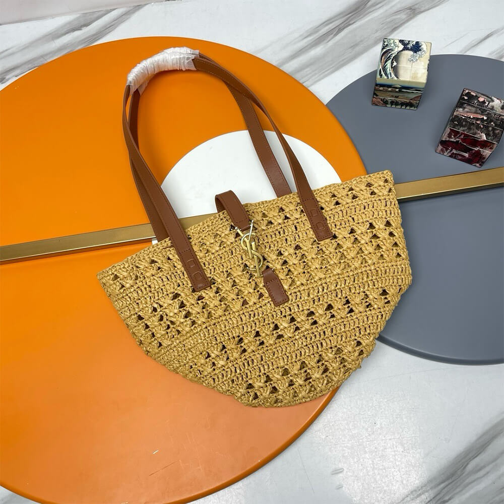 Y51 Small Panier Raffia Bag In Brown