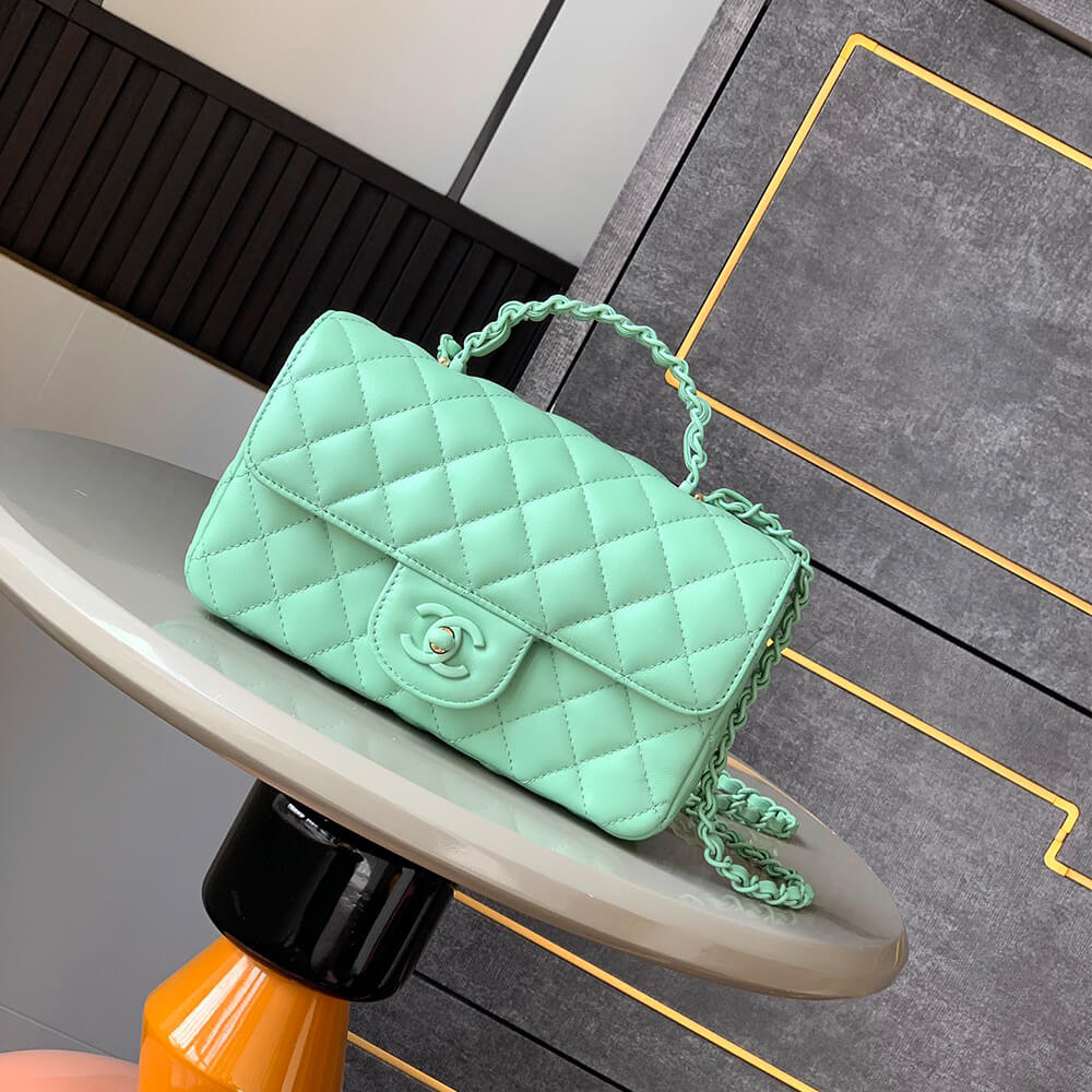 Ch**el Mini Flap Bag with Top Handle(HIGH-END GRADE)