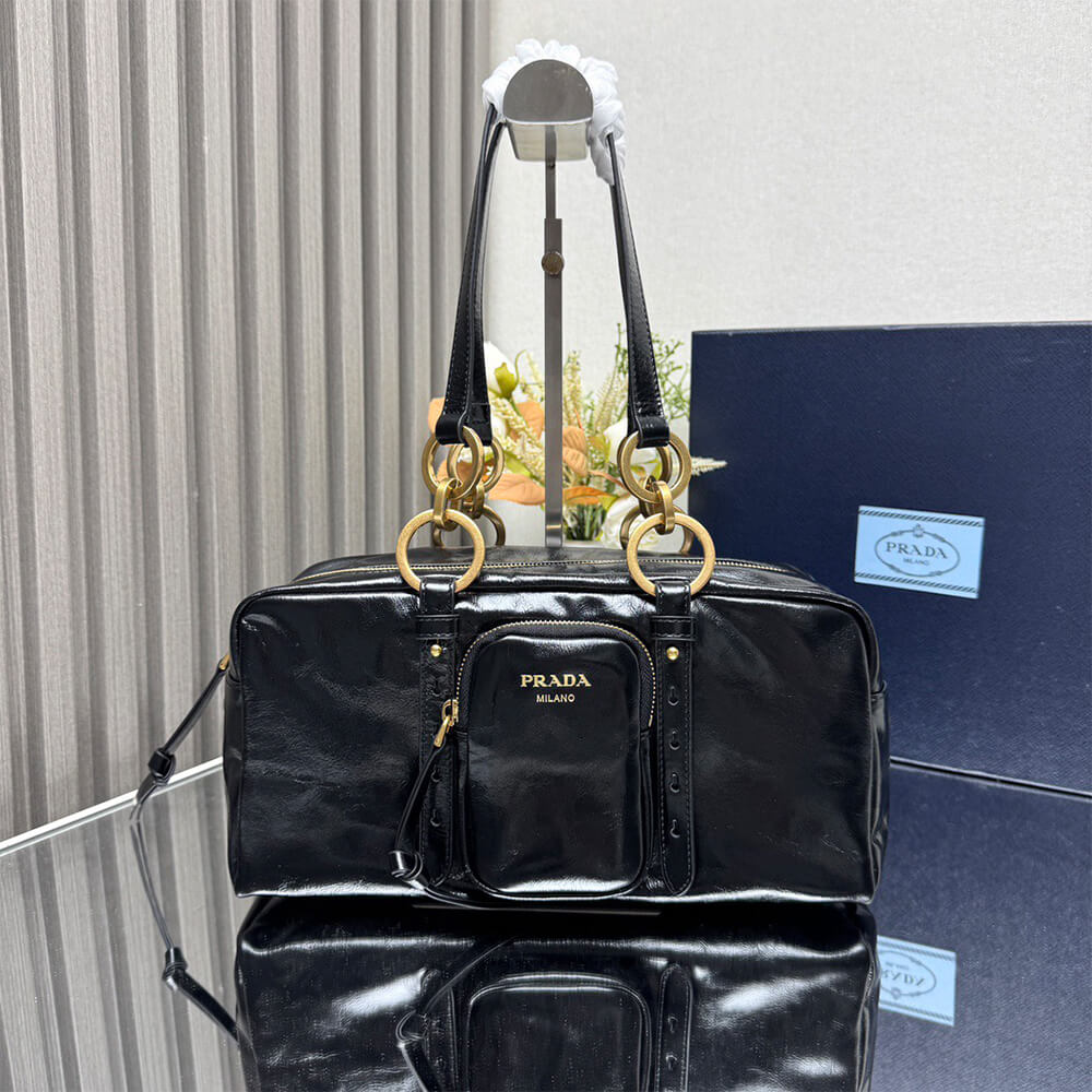 Pra*a Dangle medium leather top-handle bag(HIGH-END GRADE)