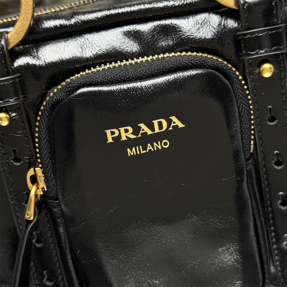 Pra*a Dangle medium leather top-handle bag(HIGH-END GRADE)