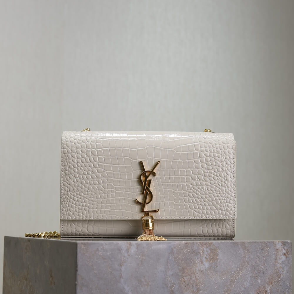 KATE SMALL TASSEL IN CROCODILE-EMBOSSED LEATHER(HIGH-END GRADE)