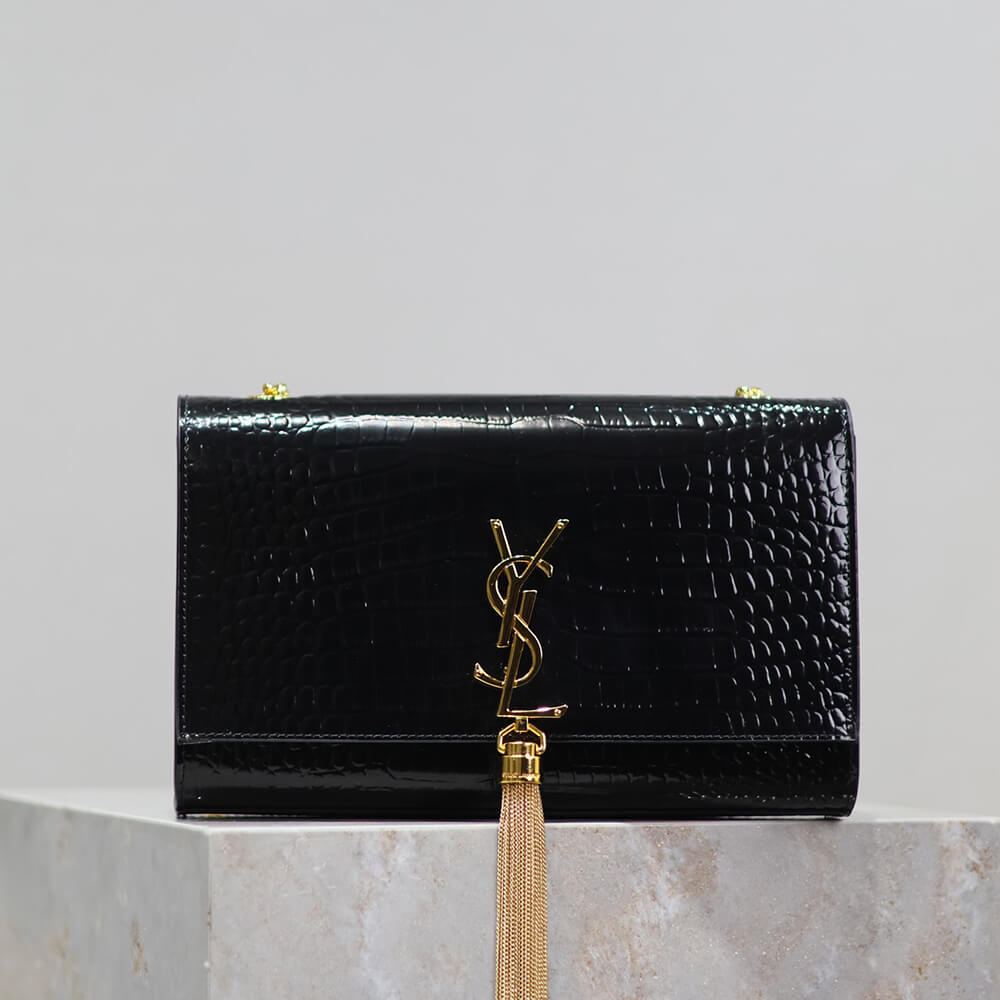 KATE SMALL TASSEL IN CROCODILE-EMBOSSED LEATHER(HIGH-END GRADE)