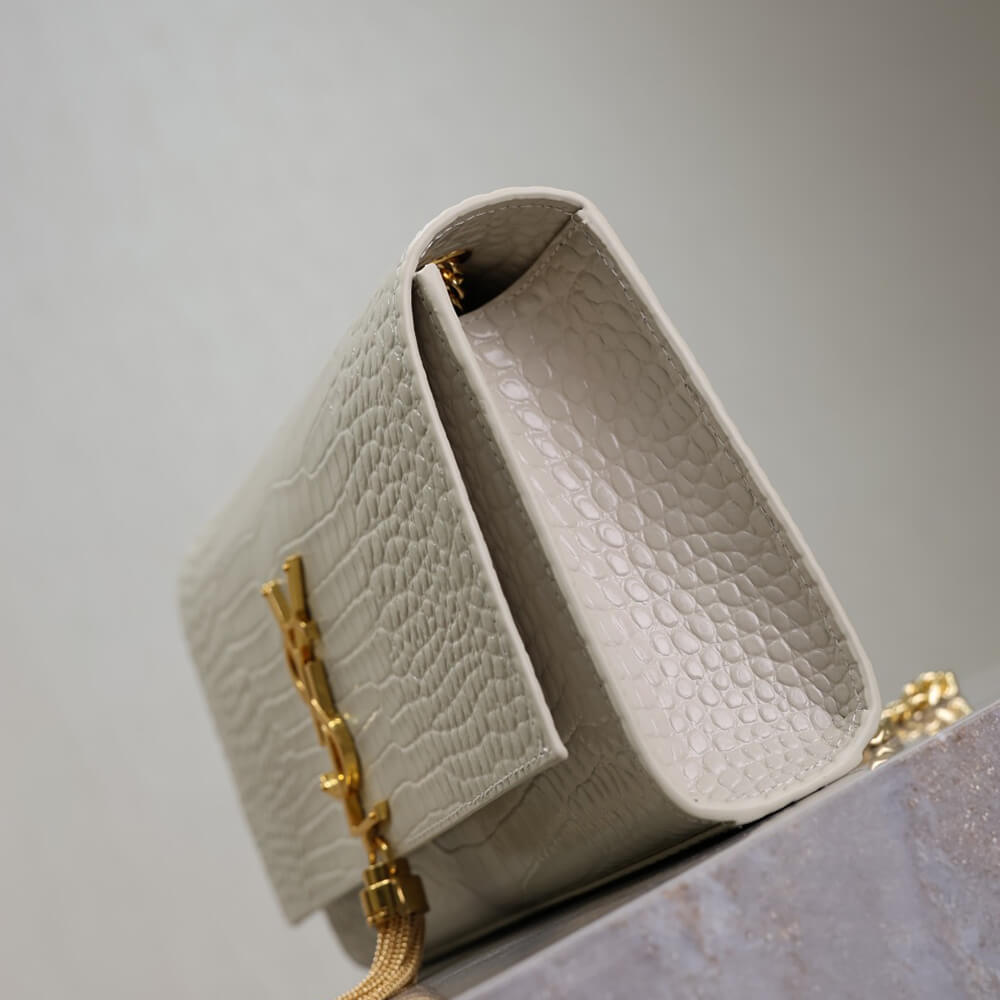 KATE SMALL TASSEL IN CROCODILE-EMBOSSED LEATHER(HIGH-END GRADE)