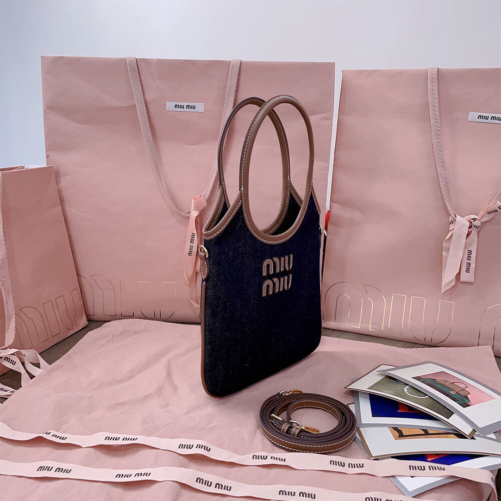 M1um1u MINI IVY canvas and leather bag(HIGH-END GRADE)