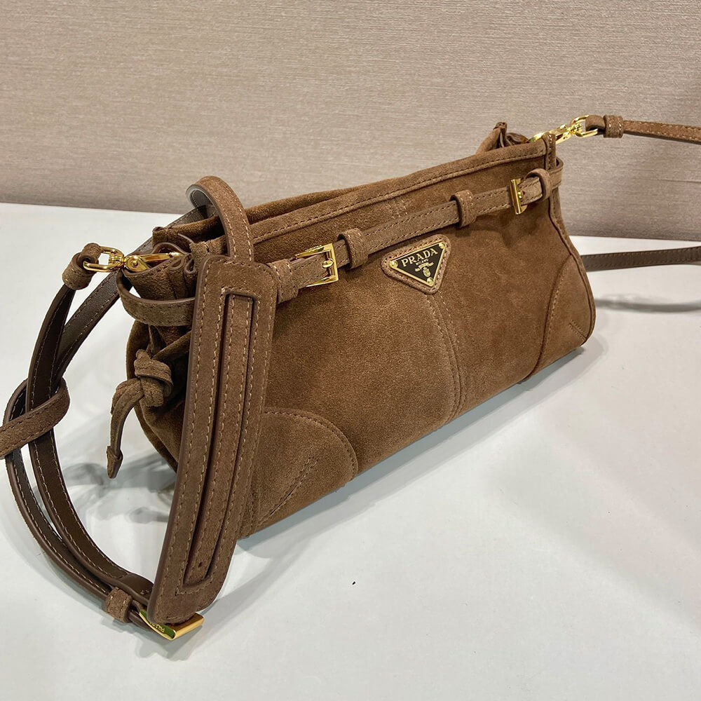 Small Pra*a Bonnie suede shoulder bag(HIGH-END GRADE)