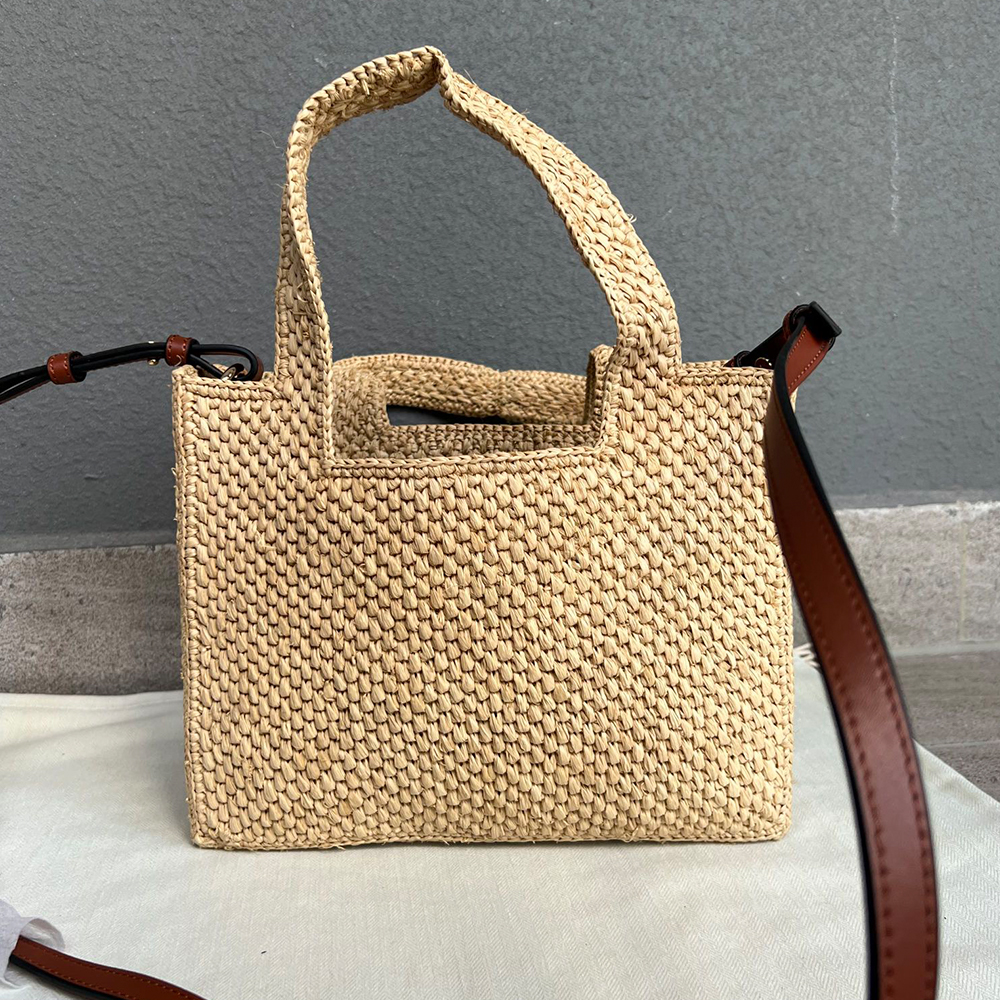 Small L0ew* Font tote in raffia (HIGH-END GRADE)
