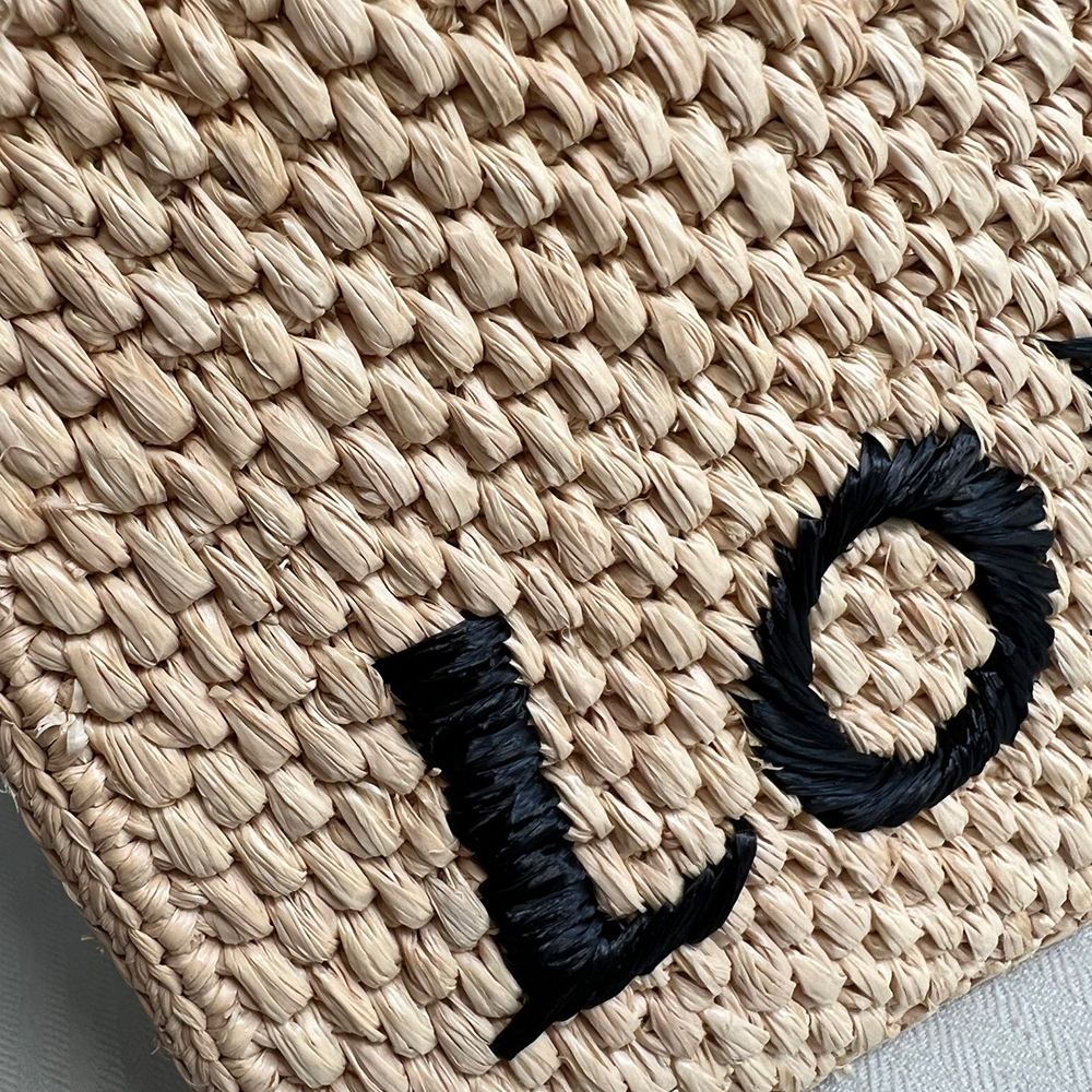 Small L0ew* Font tote in raffia (HIGH-END GRADE)