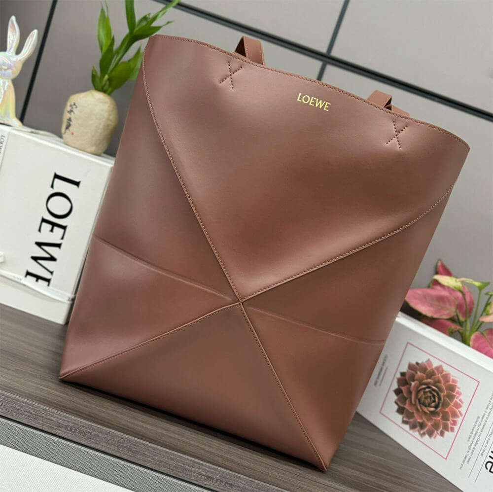 L0ew* XL Puzzle Fold tote in shiny calfskin(HIGH-END GRADE)
